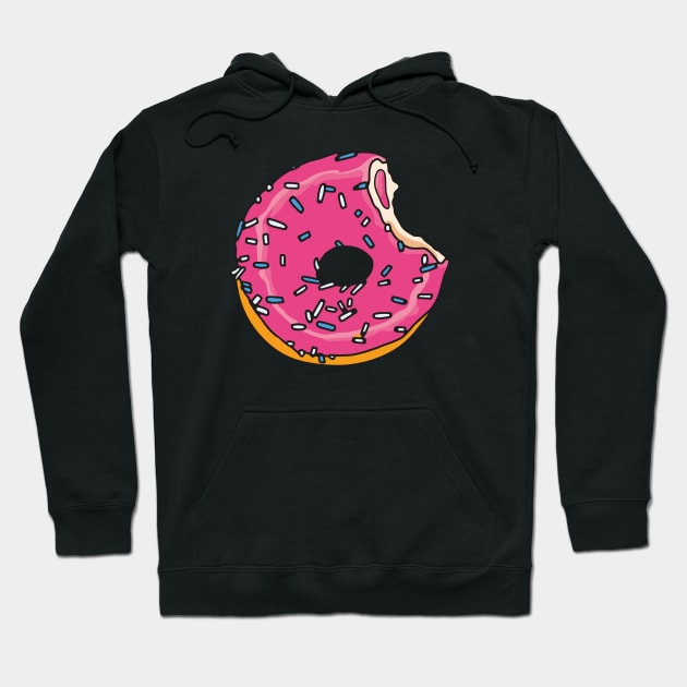Bitten Pink Glazed Donut Hoodie by okpinsArtDesign